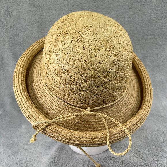 Callanan Handmade Hat Womens OS Raffia Natural Fiber Crochet Rolled Brim Panama main image 4